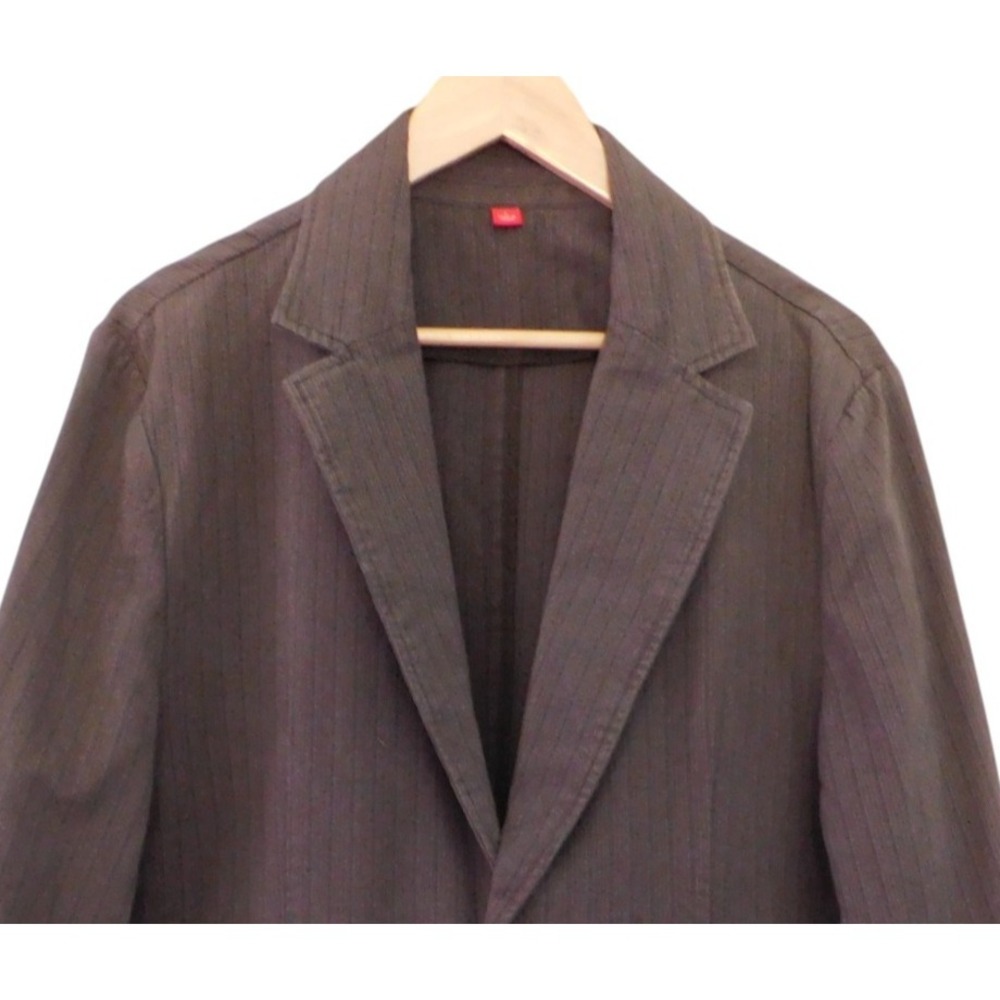 Mossimo Men's Brown Pinstripe Blazer Jacket Size L 100% Cotton Casual Sport Coat - Picture 2 of 6